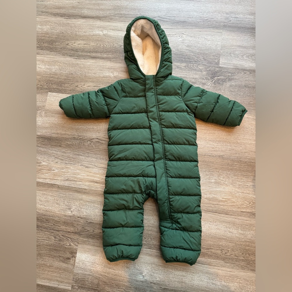 Primary 12-18 months Green Parka Puffer Snowsuit